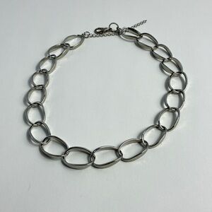 Large Chunky Link Silver Chain Necklace 19 Inch Choker